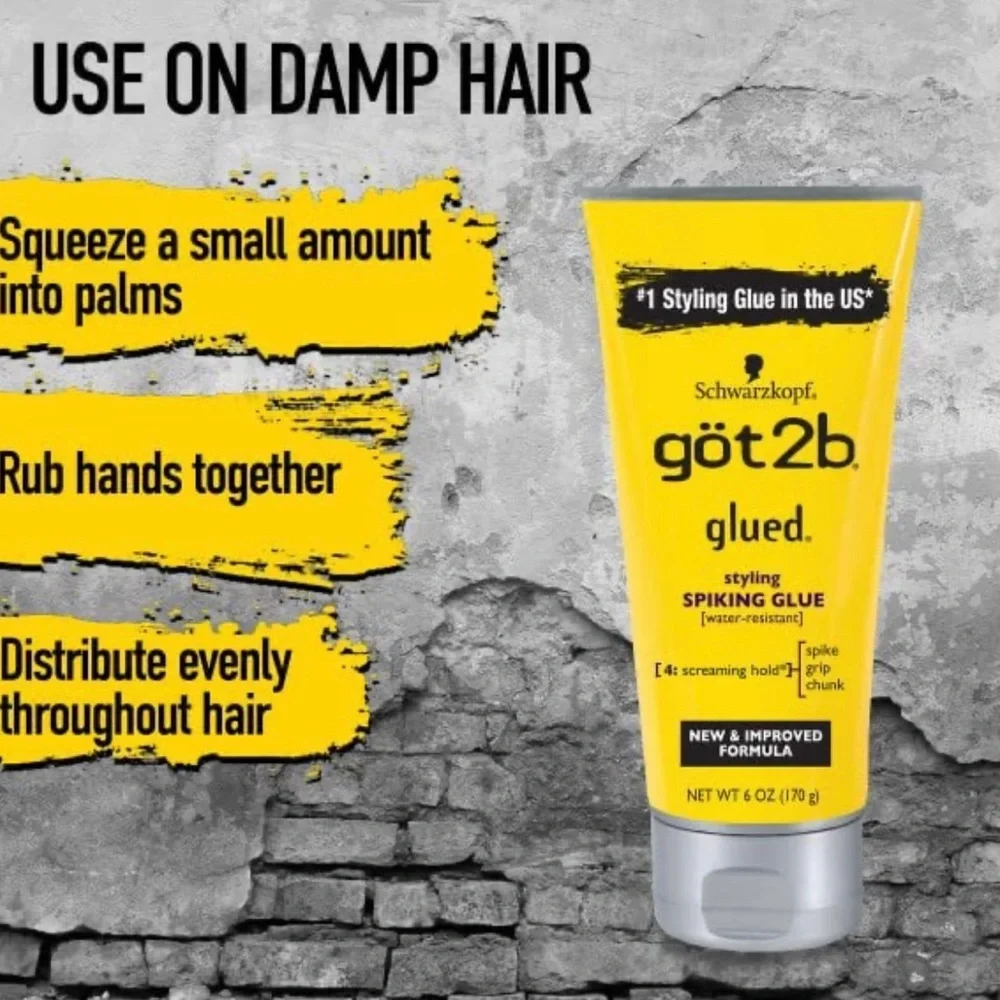- ✨3 PACK Got2B Glued Styling Spiking Hair Gel 2-6oz tubes + 1 Travel 1..2 oz